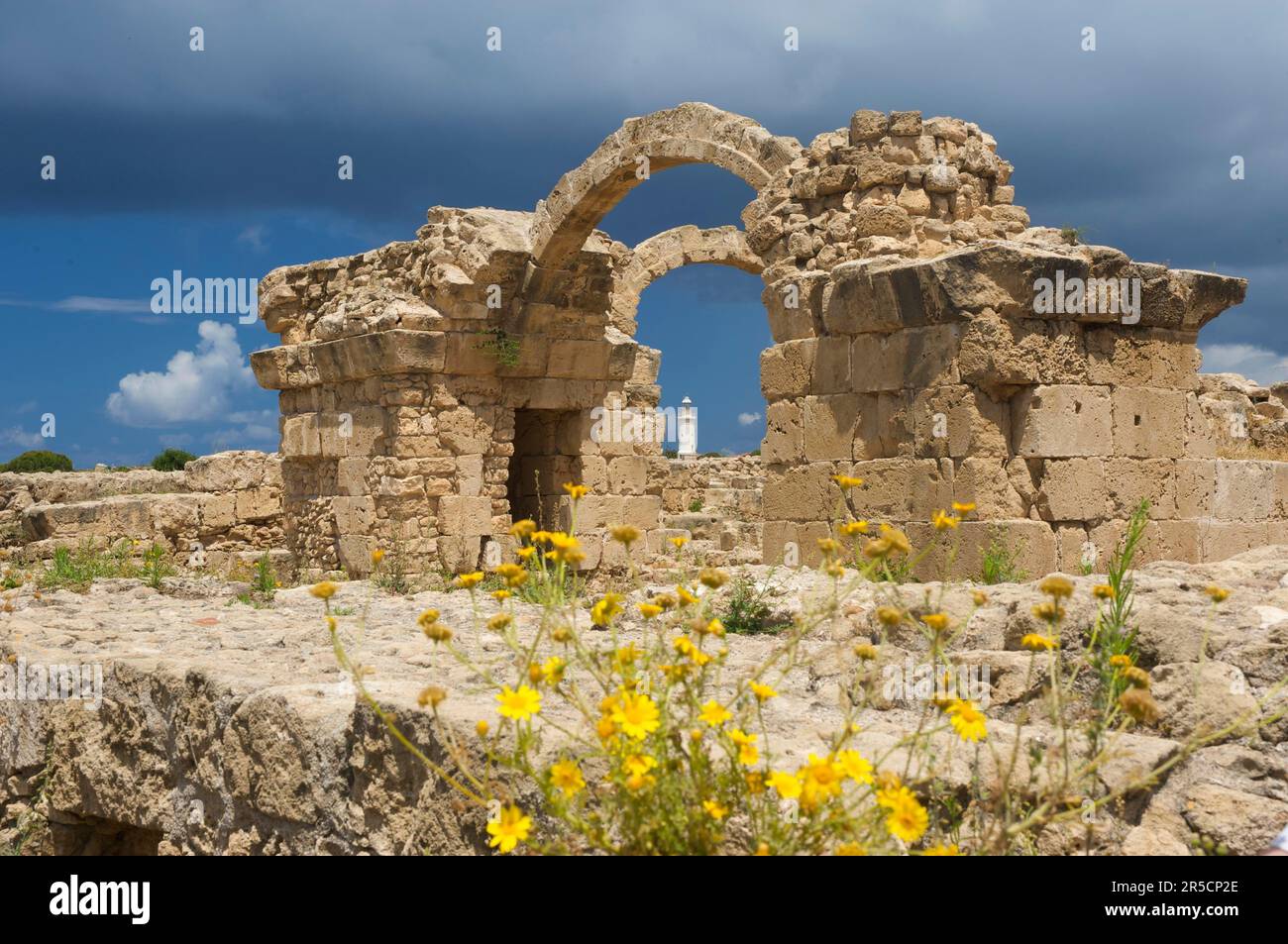 Saranda Kolones im Ausgrabungsgebiet in Pafos, Paphos, Südzypern Stockfoto