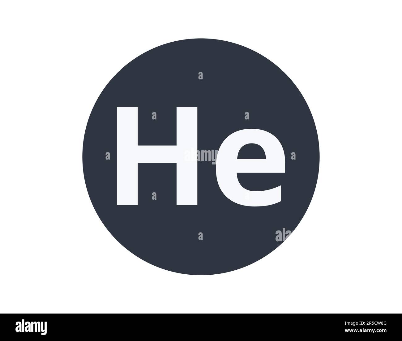 Isoliertes Helium-chemisches Element in einem Kreis. Stock Vektor