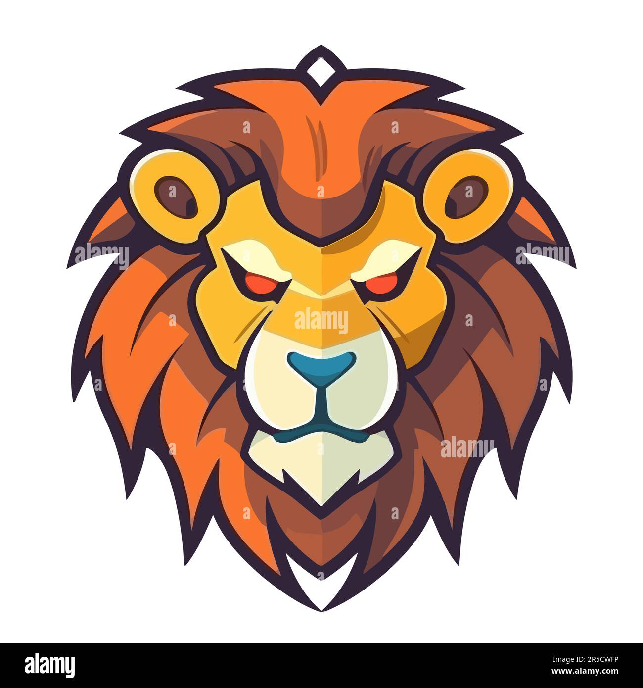 Löwenkopf-Logo. Abstrakter, farbenfroher Löwenkopf. Das böse Gesicht eines Löwen. Vektordarstellung Stock Vektor