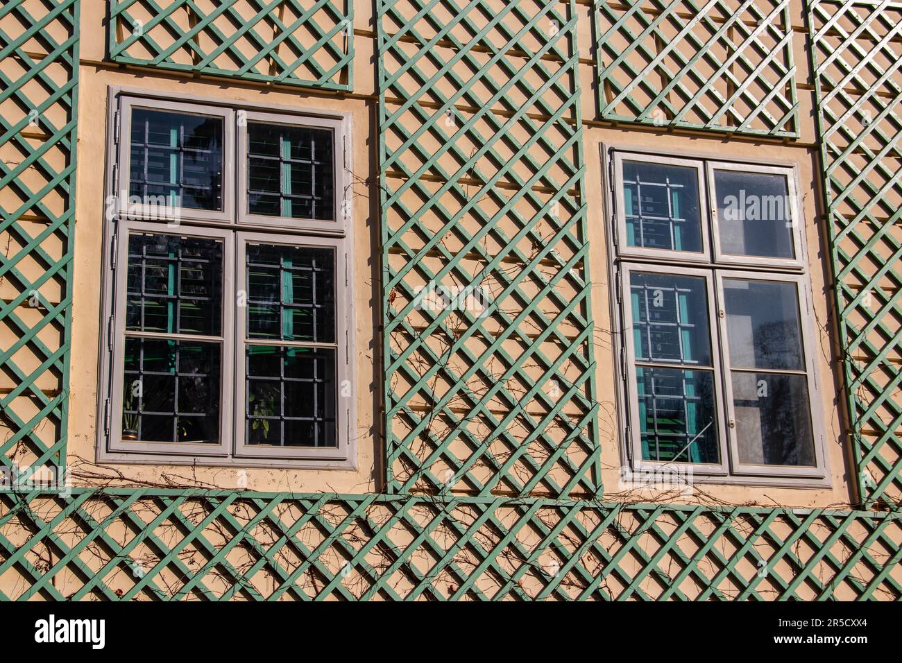 Die Dekorationen der Burg Lancut in Polen, ein majestätisches architektonisches Juwel, strahlen mit ihren königlichen Türmen, eleganten Innenhöfen und üppigen Gärten Pracht aus Stockfoto