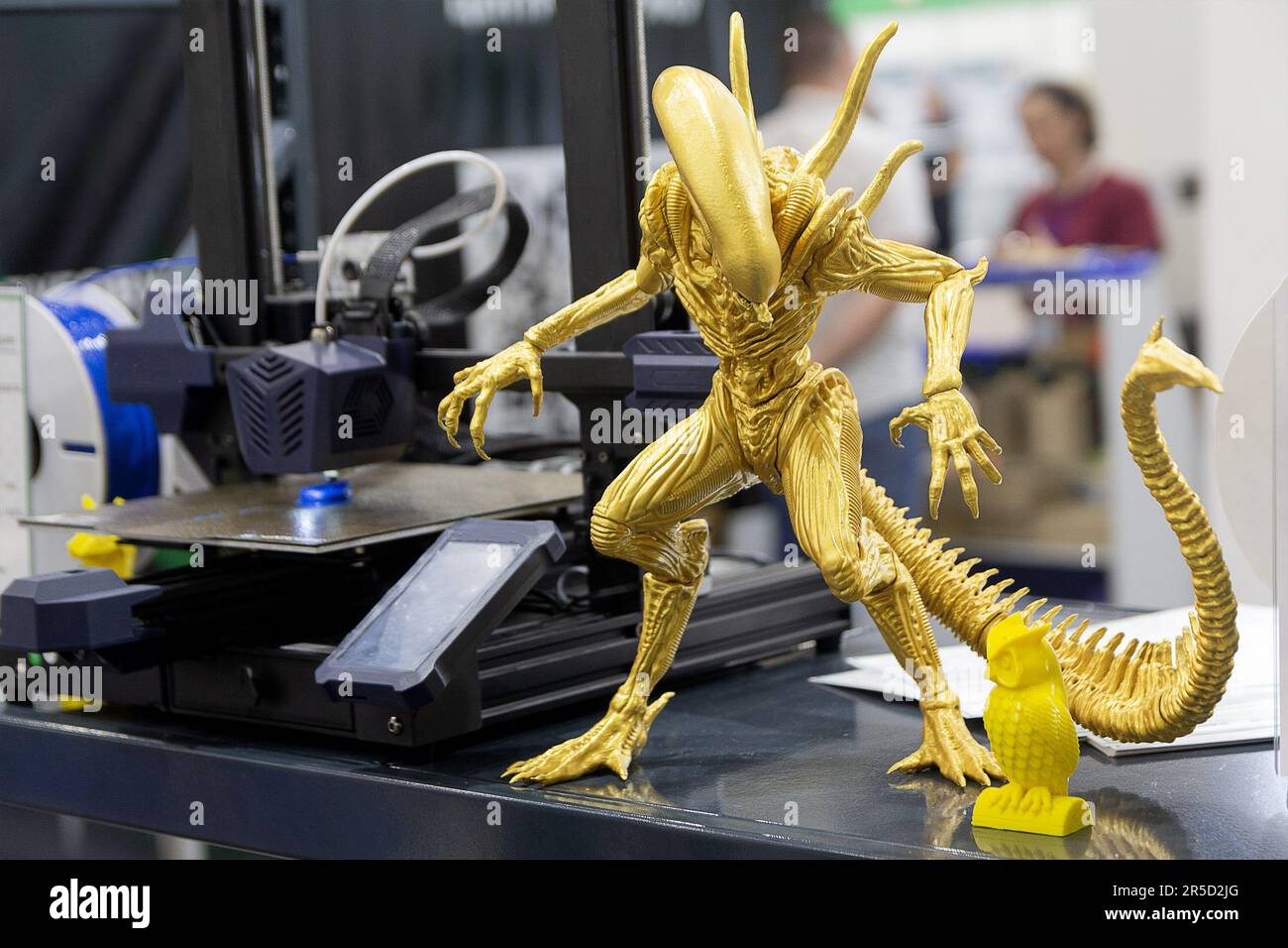 Muster von Produkten Nahaufnahme Workshop 3D-Druck. Technologie und Industrie Stockfoto