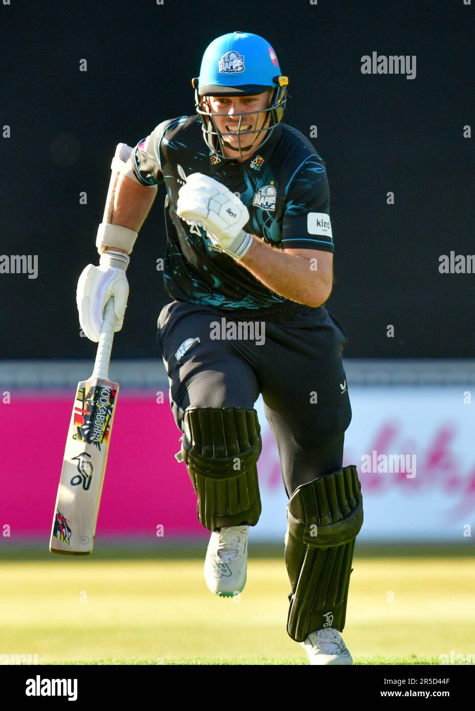 Trent Bridge Cricket Ground, Nottingham, Großbritannien. 02. Juni 2023 um 18,30hrs Uhr. Vitality Blast T20 Cricket. Notts Outlaws gegen Worcestershire Rapids. Worcestershire Rapids Batter Run. Bild: Mark Dunn/Alamy Live News Stockfoto