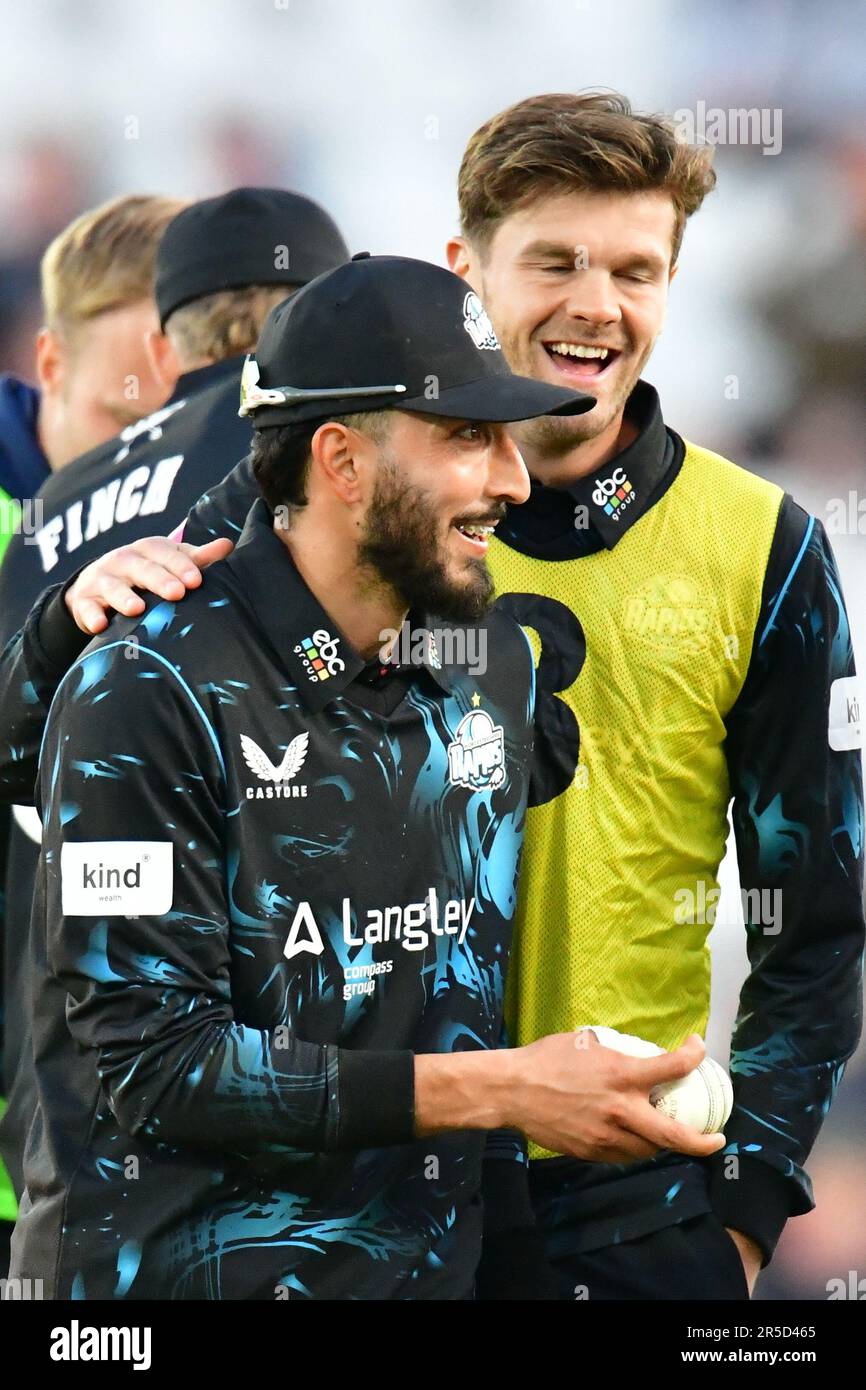 Trent Bridge Cricket Ground, Nottingham, Großbritannien. 02. Juni 2023 um 18,30hrs Uhr. Vitality Blast T20 Cricket. Notts Outlaws gegen Worcestershire Rapids. Bild: Mark Dunn/Alamy Live News Stockfoto