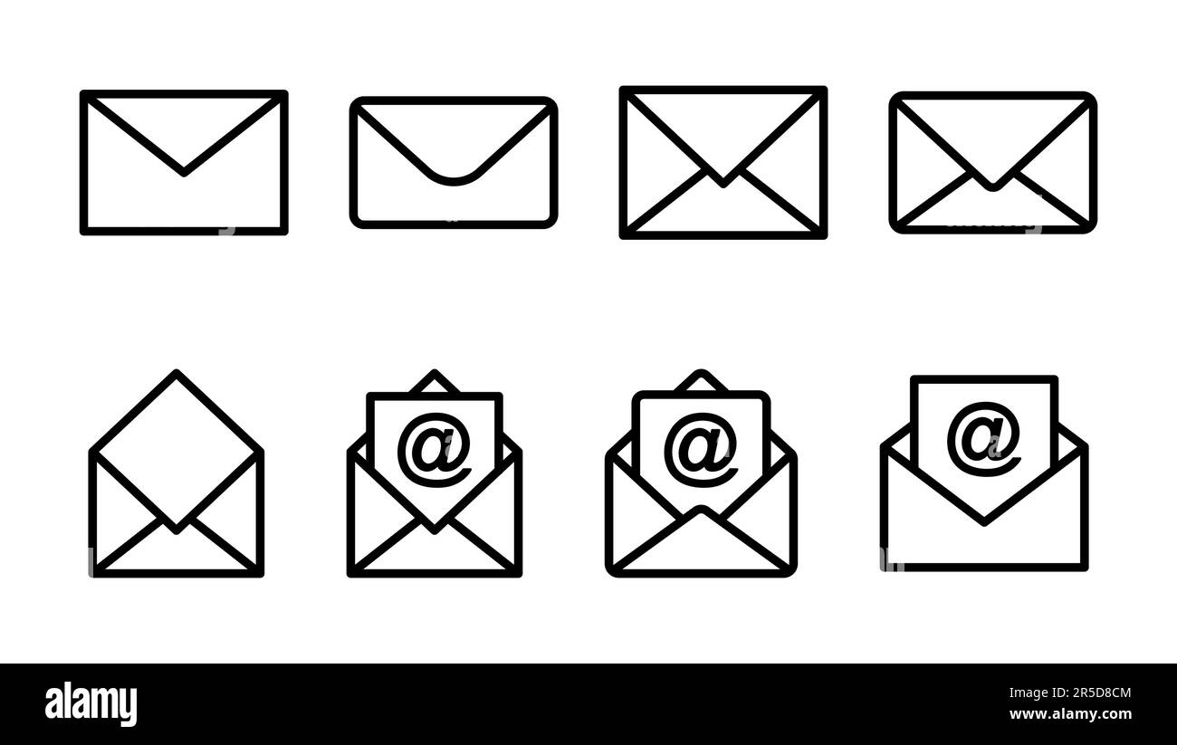 E-Mail-Symbolsatz. E-Mail-Symbolvektor. E-Mail-Symbol. Abbildung des Umschlags Stock Vektor