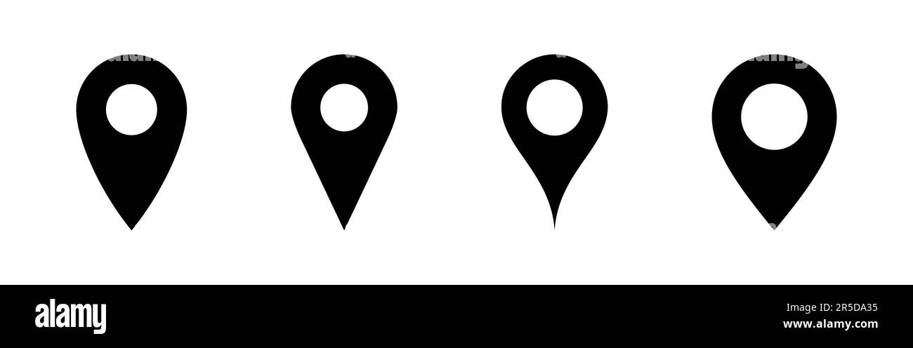 PIN-Symbolgruppe. Vektor des Positionssymbols. Zielsymbol. Kartennadel Stock Vektor