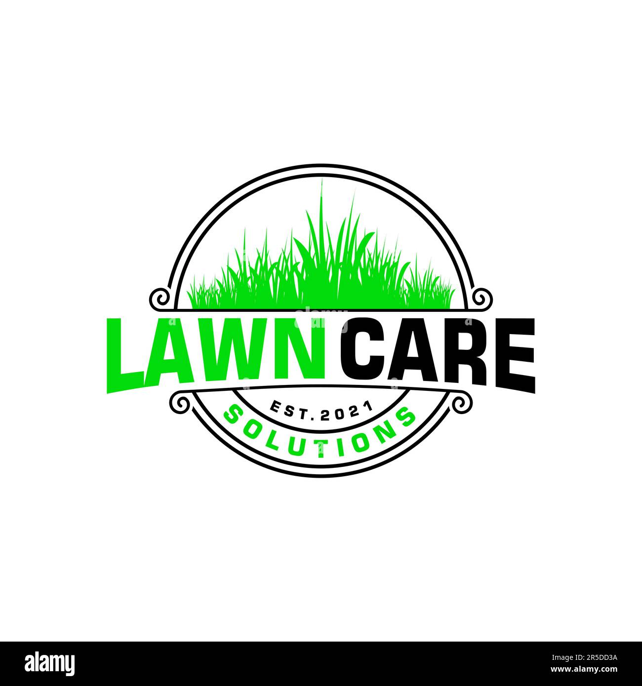 Rasenpflege Logo Design kreative Idee Vektordesign Inspiration Stock Vektor