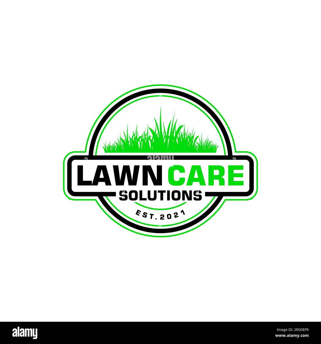 Rasenpflege Logo Design kreative Idee Vektordesign Inspiration Stock Vektor