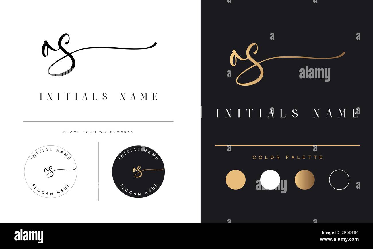 Luxury AS oder SA Initial Monogramm Text Letter Logo Design AS Signature Stock Vektor