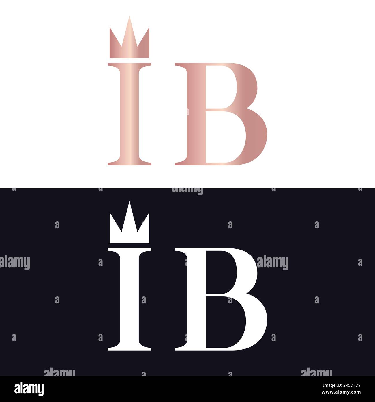 Luxuriöses Initial Queen Crown IB- oder BI-Monogramm-Logo mit Buchstaben Stock Vektor