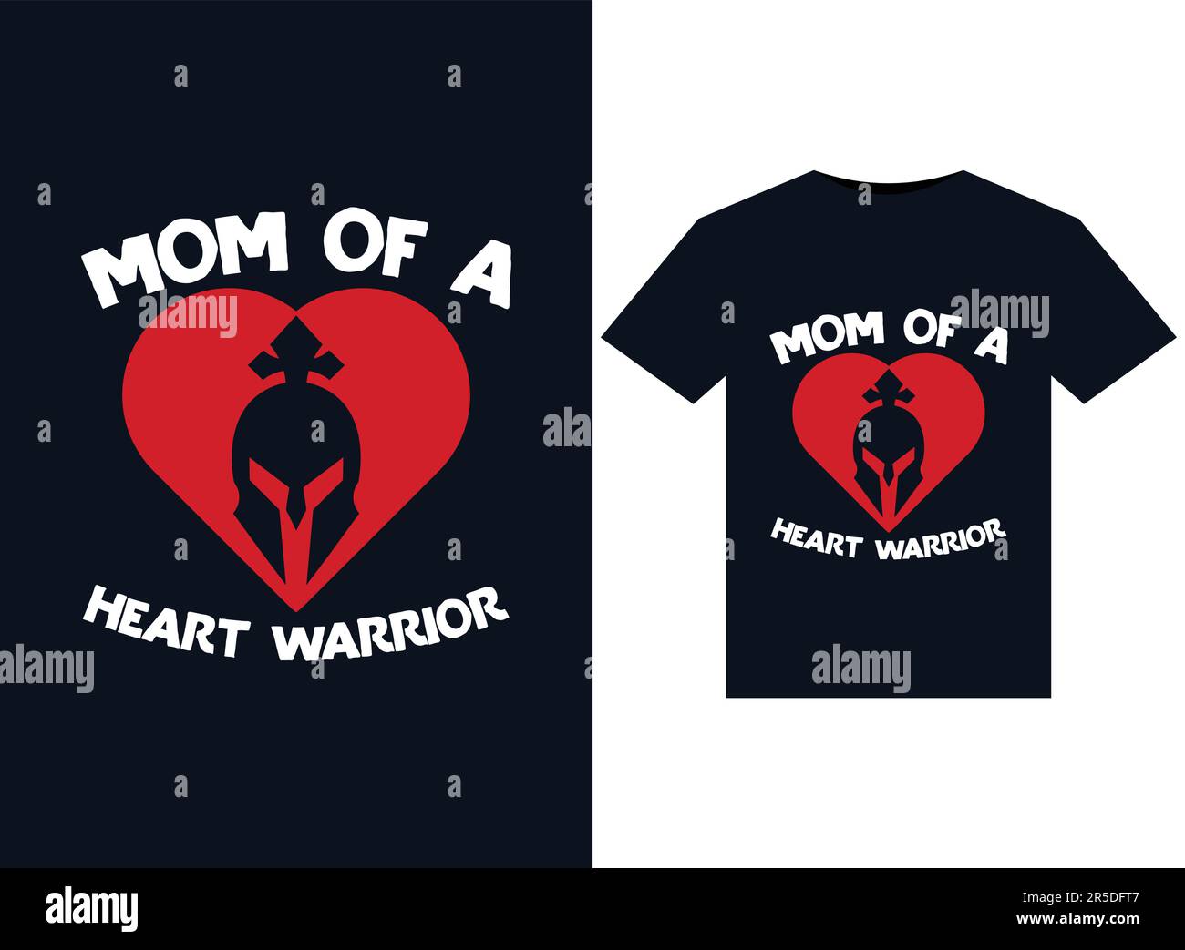 „Mom of a Heart Warrior“-Illustrationen für bedruckbare T-Shirts Stock Vektor