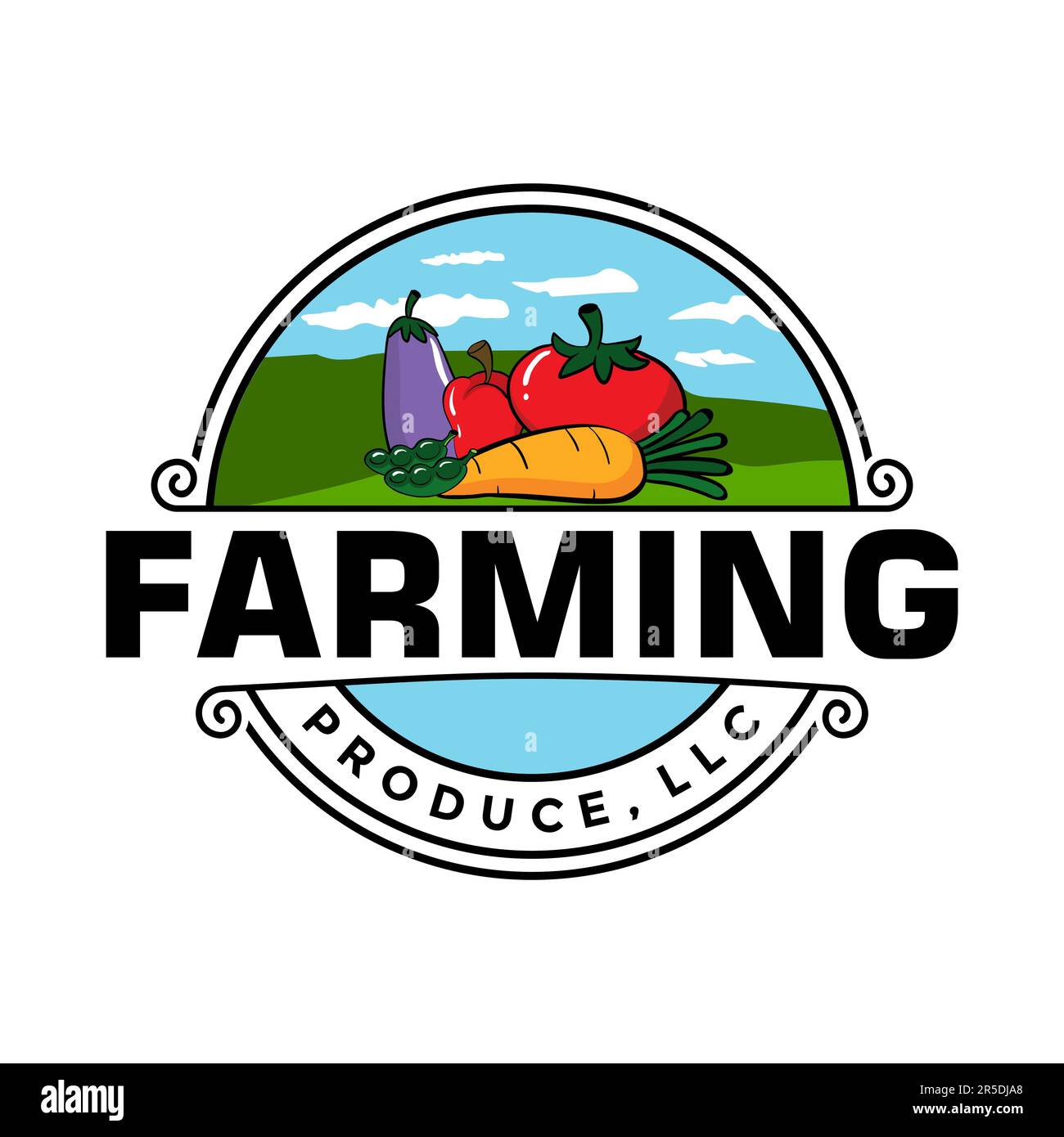 Gemüse Farm Vintage Logo Design Inspiration Stock Vector Stock Vektor