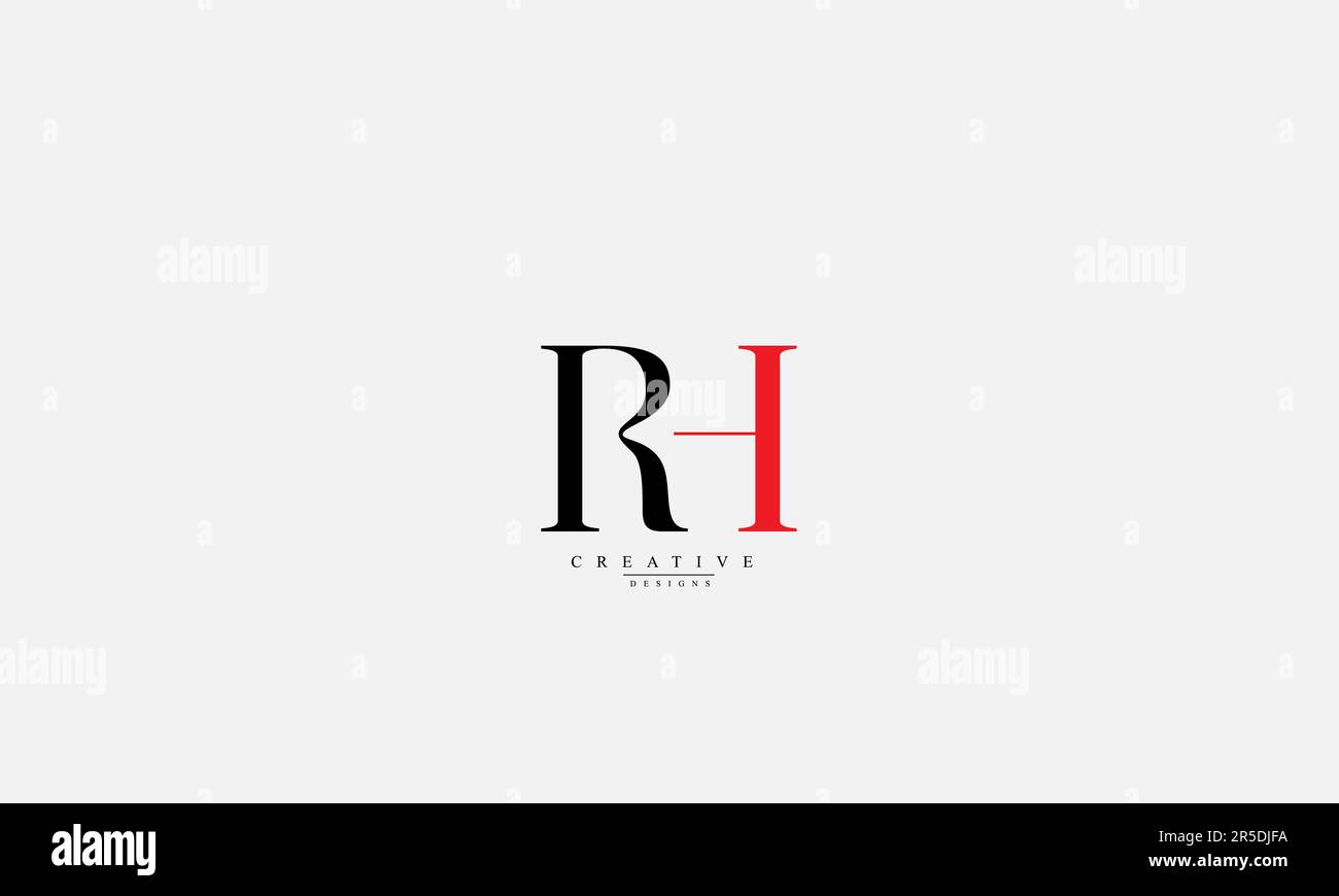 Buchstaben Buchstaben Initialen Monogramm Logo RH HR R H Stock Vektor