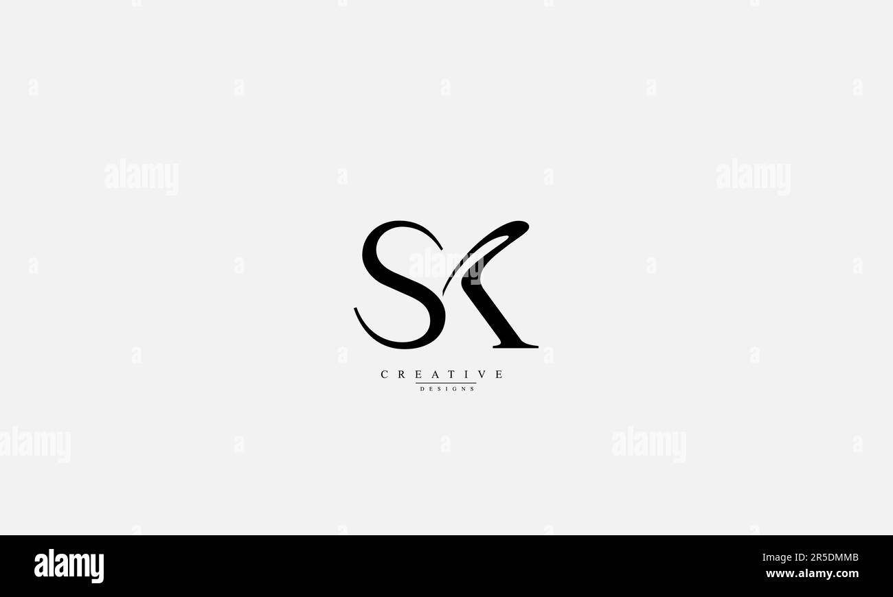 Buchstaben Buchstaben Initialen Monogramm Logo SK S K Stock Vektor