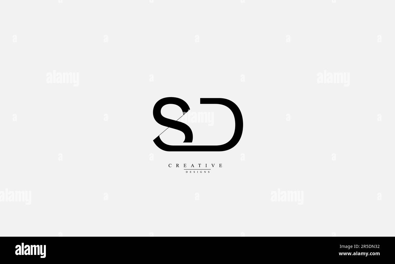 Buchstaben Buchstaben Initialen Monogramm Logo SD DS S D Stock Vektor