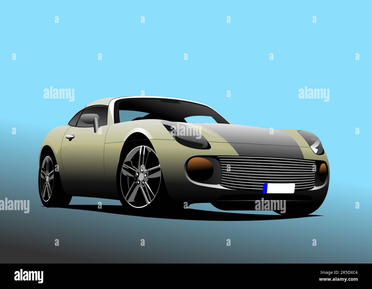 Graues Auto-Coupé auf der Straße. Vektor 3D-Abbildung Stock Vektor