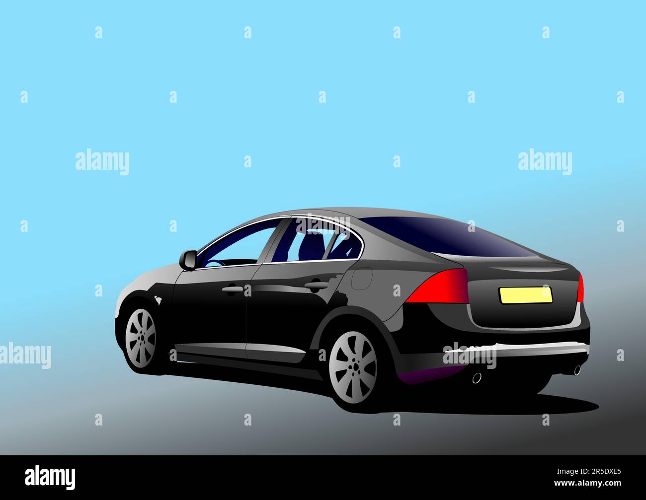 Schwarze Limousine auf der Straße. Vektor 3D-Abbildung Stock Vektor