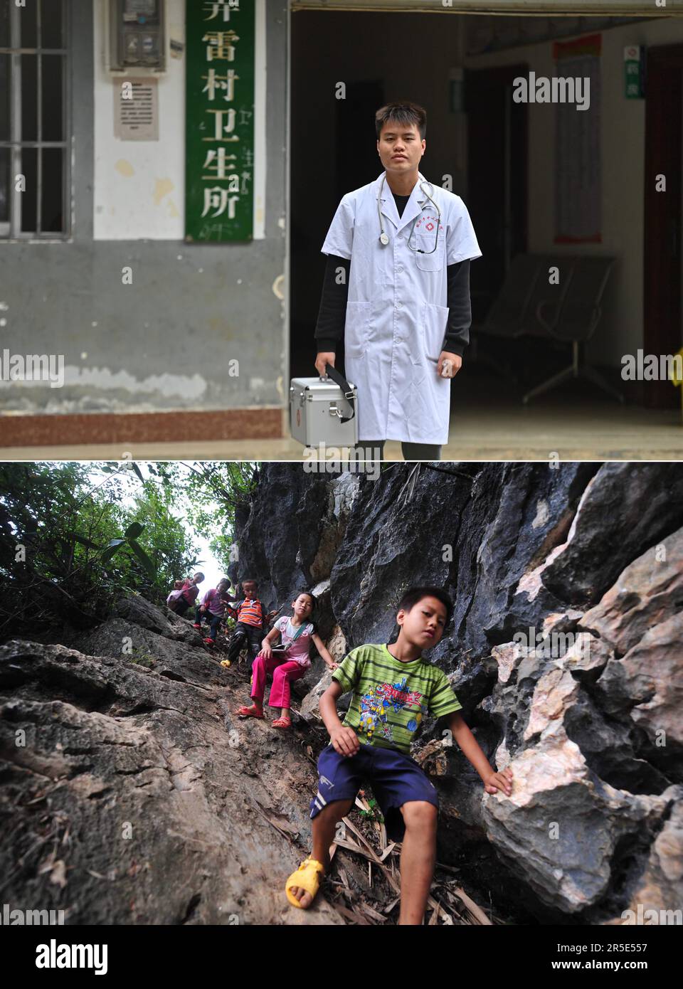 Nanning. 3. Juni 2023. Dieses KombiFoto zeigt Meng Fusong, ein Arzt im