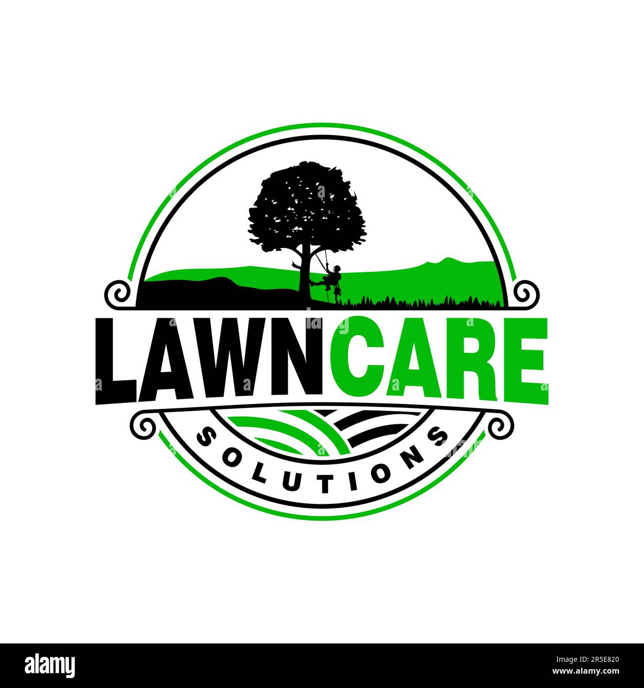 Rasenpflege Logo Design kreative Idee Vektordesign Inspiration Stock Vektor