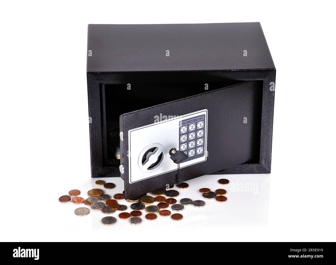 Zelle mit Geld im Safe Stockfoto