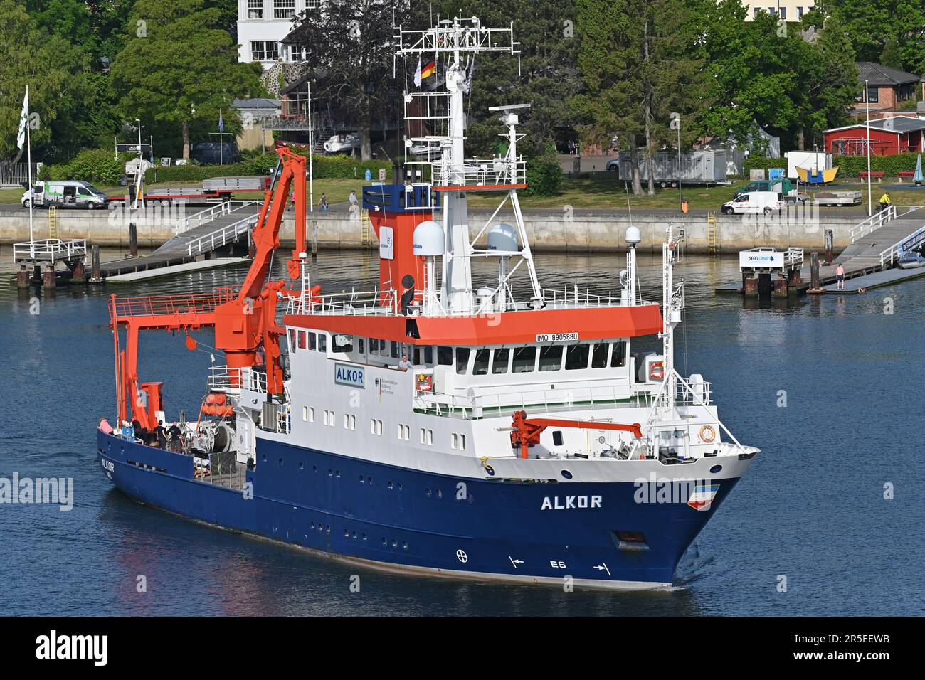 Forschungsschiff ALKOR am Hafen von Kiel Stockfoto