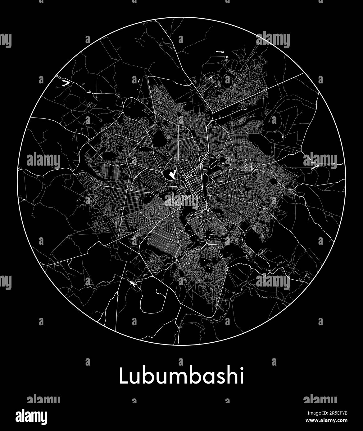 Stadtplan Lubumbashi Demokratische Republik Kongo Afrika Vektordarstellung Stock Vektor