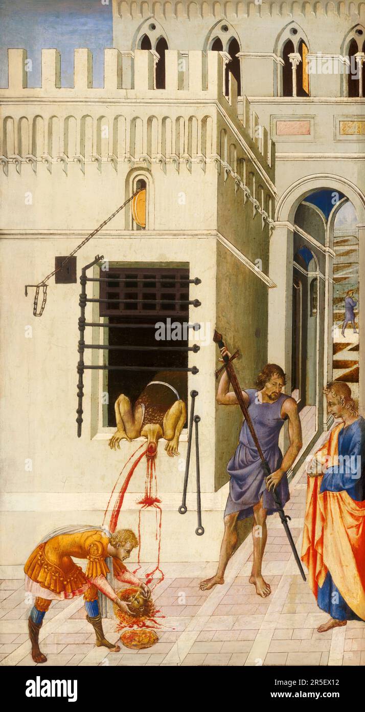 Die Enthauptung des Heiligen Johannes des Täufers. Giovanni di Paolo. 1455/60. Stockfoto