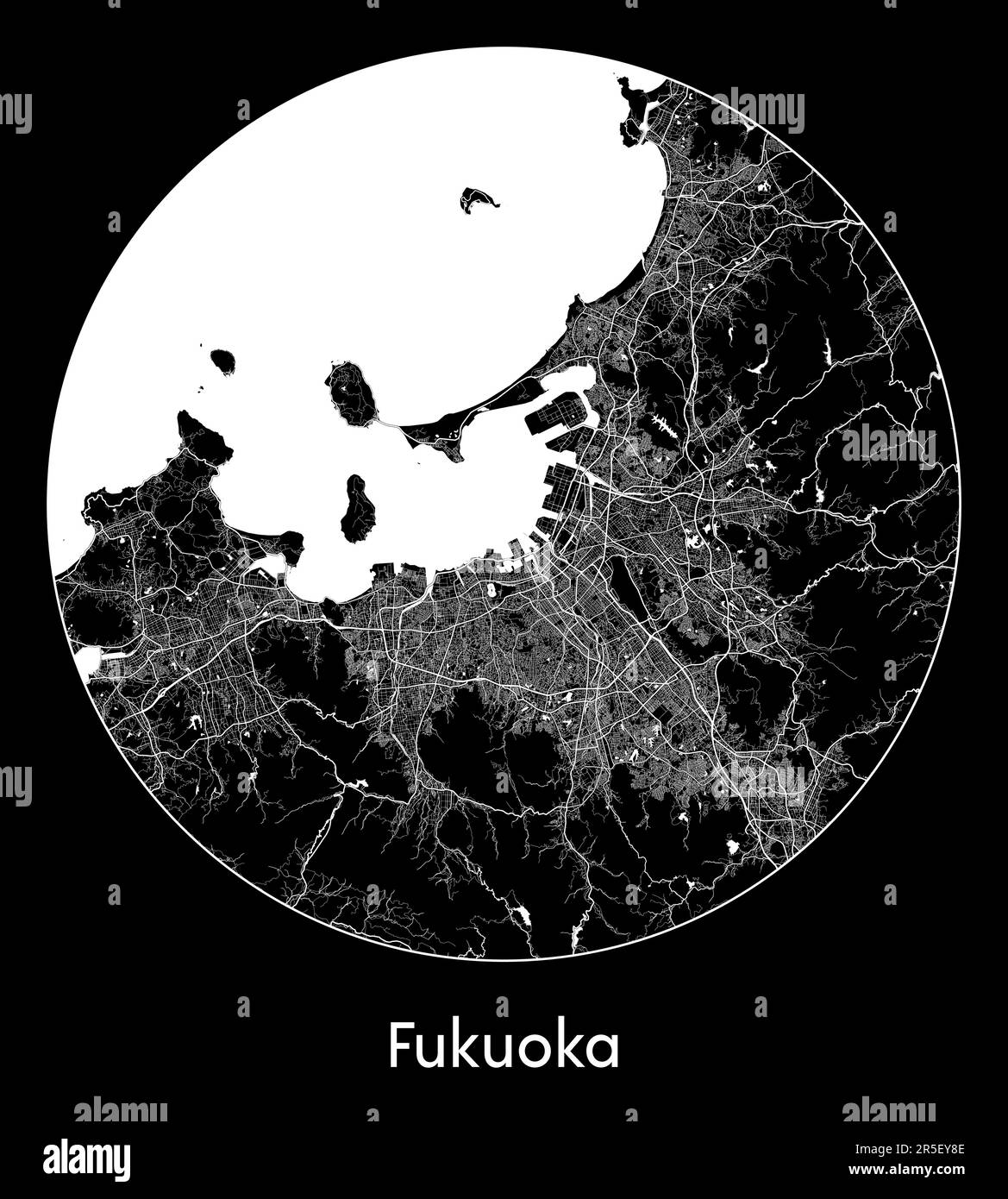 Vektordarstellung des Stadtplans Fukuoka Japan Asien Stock Vektor