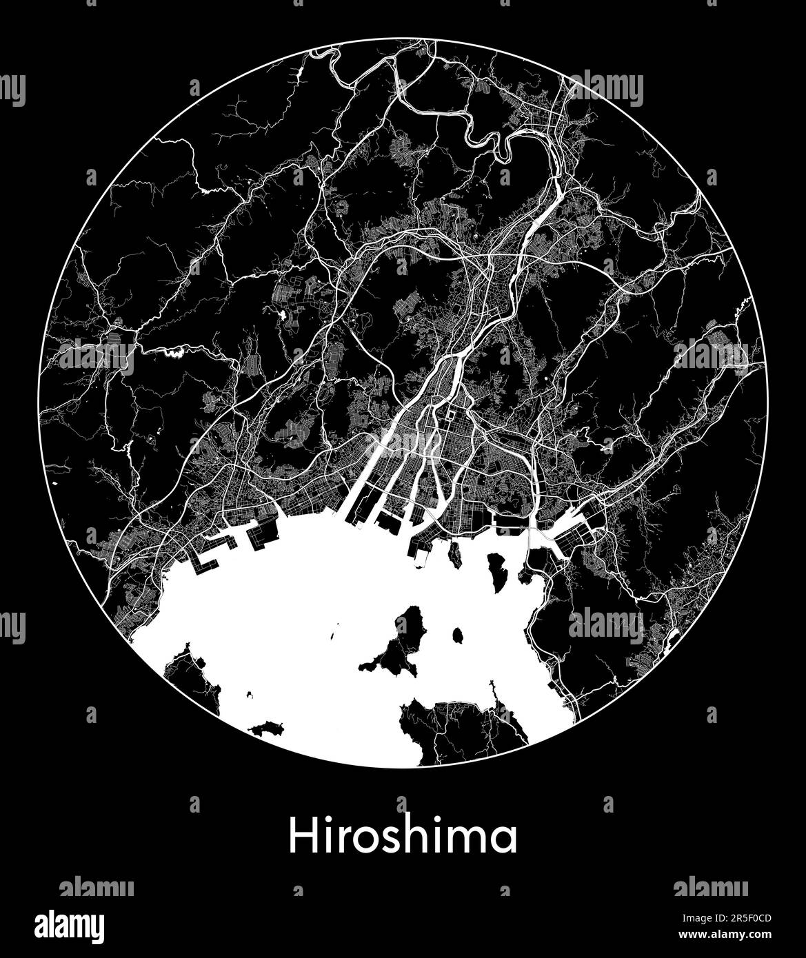 Vektordarstellung des Stadtplans Hiroshima Japan Asien Stock Vektor