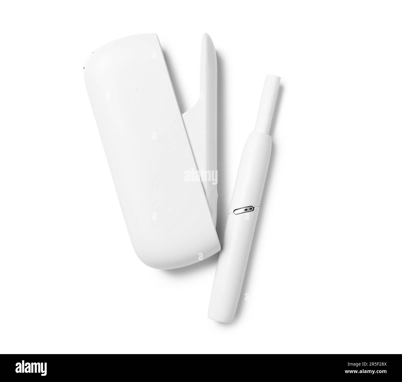Moderne elektronische Zigarre mit isoliertem Stab auf weißem Hintergrund Stockfoto