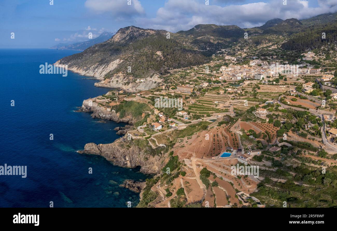 Anbauterrassen, Banyalbufar, Mallorca, Balearen, Spanien Stockfoto