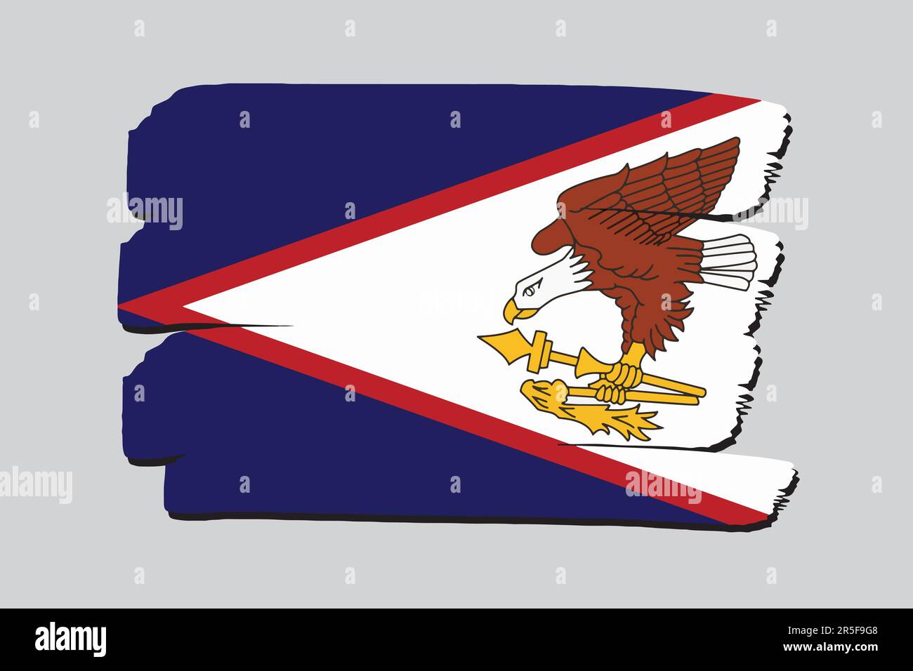 Amerikanisch-Samoa-Flagge mit farbigen, handgezeichneten Linien im Vektorformat Stock Vektor