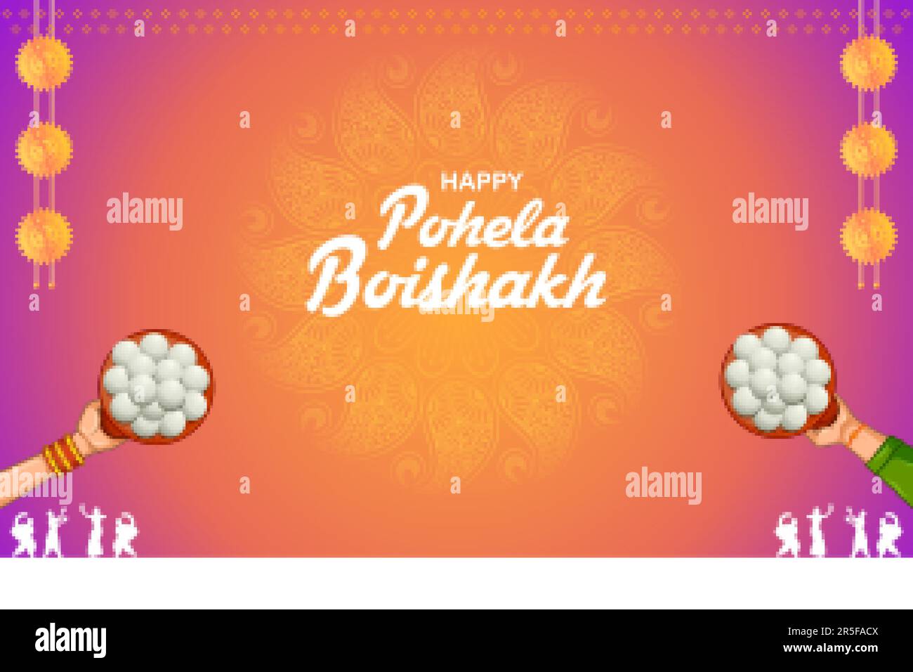 Pohela Boishakh bedeutet Bengalisch Happy New Year, das in Westbengalen und Bangladesch gefeiert wird Stock Vektor