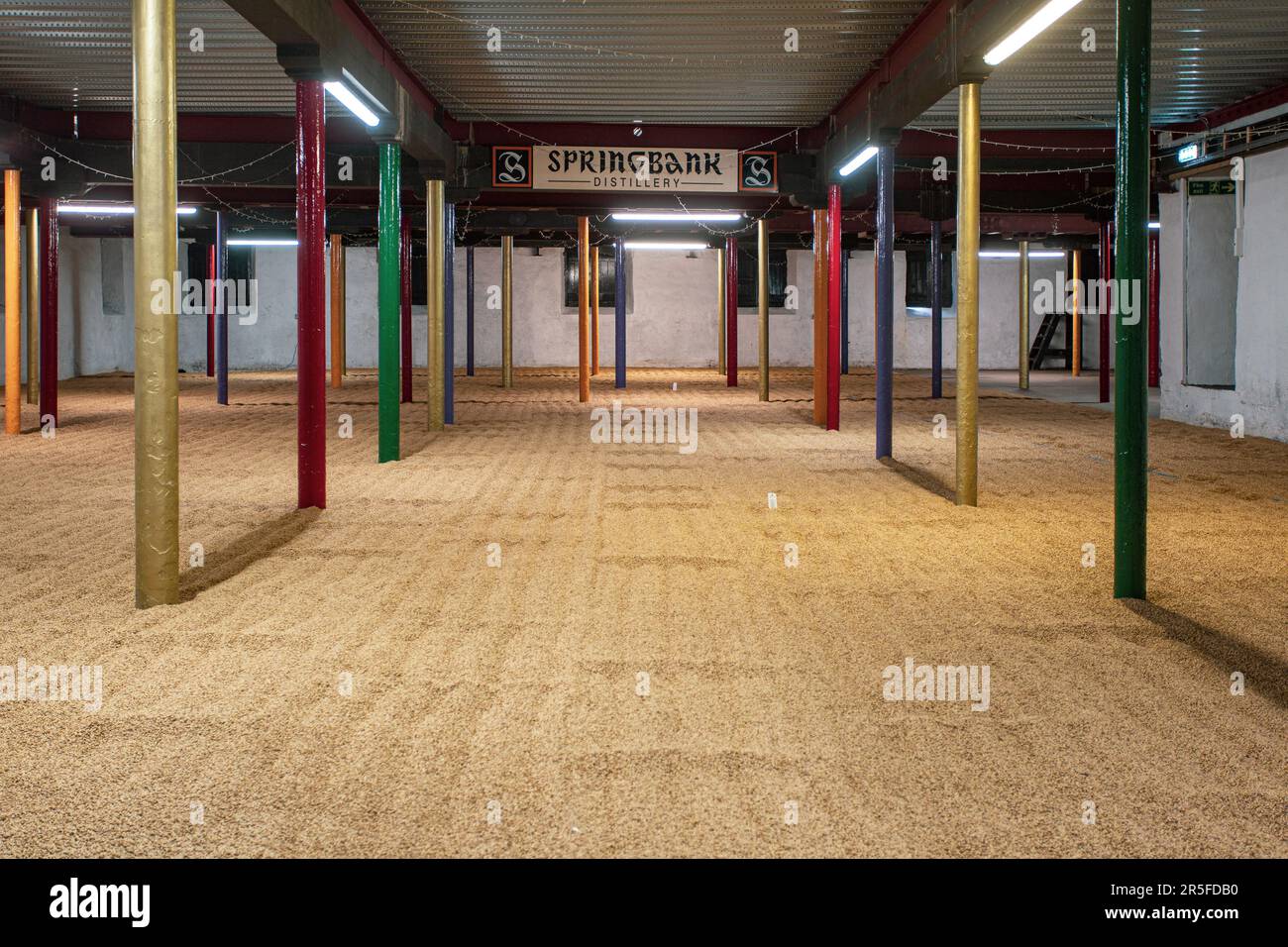 Springbank Destillery Mälting Floor, Campbeltown, Schottland, Vereinigtes Königreich Stockfoto