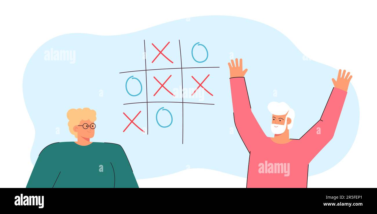 TIC tac Toe Game eines glücklichen älteren Ehepaars Stock Vektor
