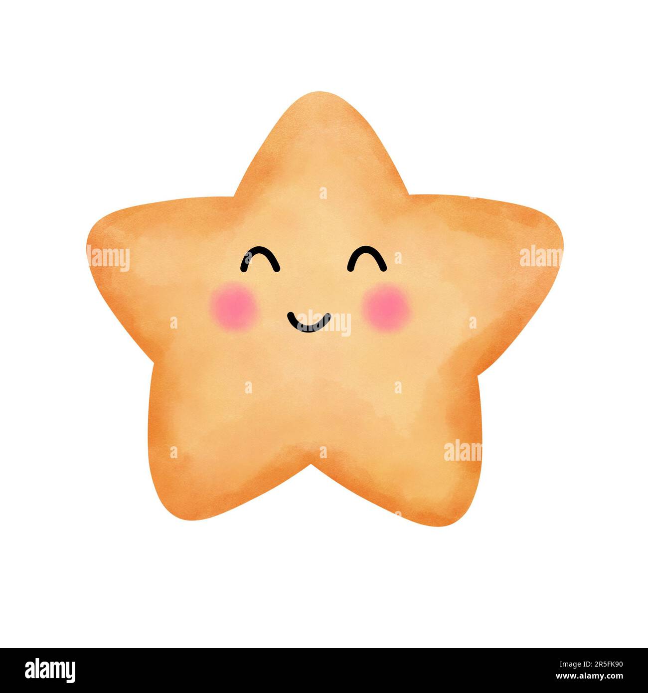 Aquarell süße Sternenzeichnung isoliert auf weißem Hintergrund. Kindergarten-Clipart, Babyparty, halloween, weihnachtsdekoration. Stockfoto