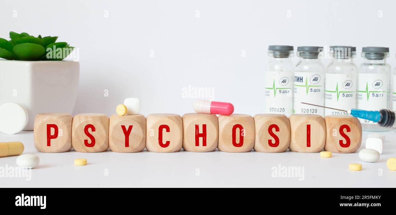 Psychose-Wort, Inschrift. Psychische Störung und Problem Stockfoto