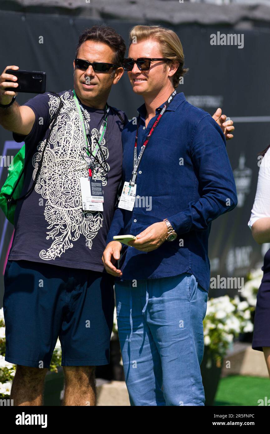 Barcelona, Spanien. 3. Juni 2023: Circuit de Barcelona-Catalunya, Barcelona, Spanien: Formel-1-Grand Prix 2023: Qualifikationstag: Formel-1-Weltmeister Nico Rosberg kommt auf die Koppel während des Spanien GP Credit: Action Plus Sports Images/Alamy Live News Stockfoto