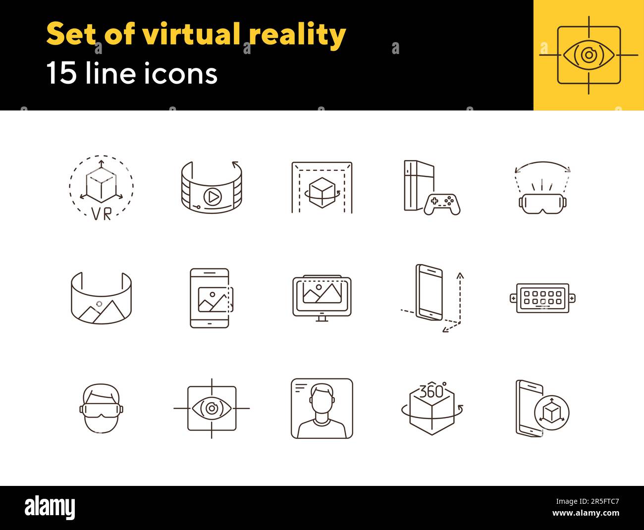 Satz von Virtual-Reality-Symbolen Stock Vektor