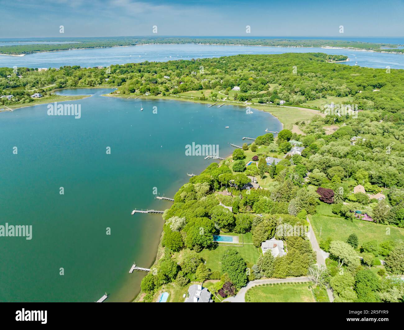 Luftaufnahme von Hilo Drive und Shelter Island, ny Stockfoto