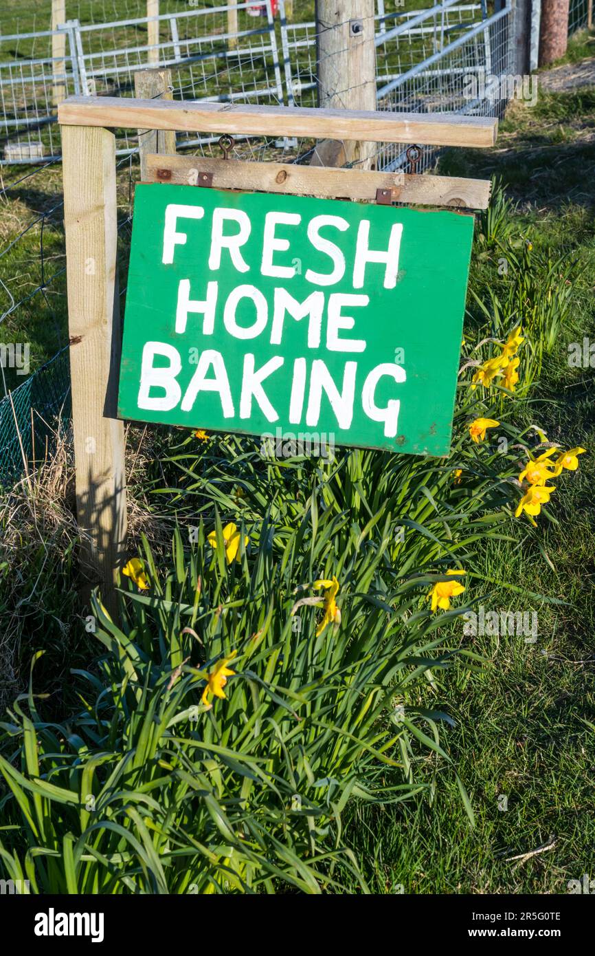 Schild „Fresh Home Baking“. Stockfoto