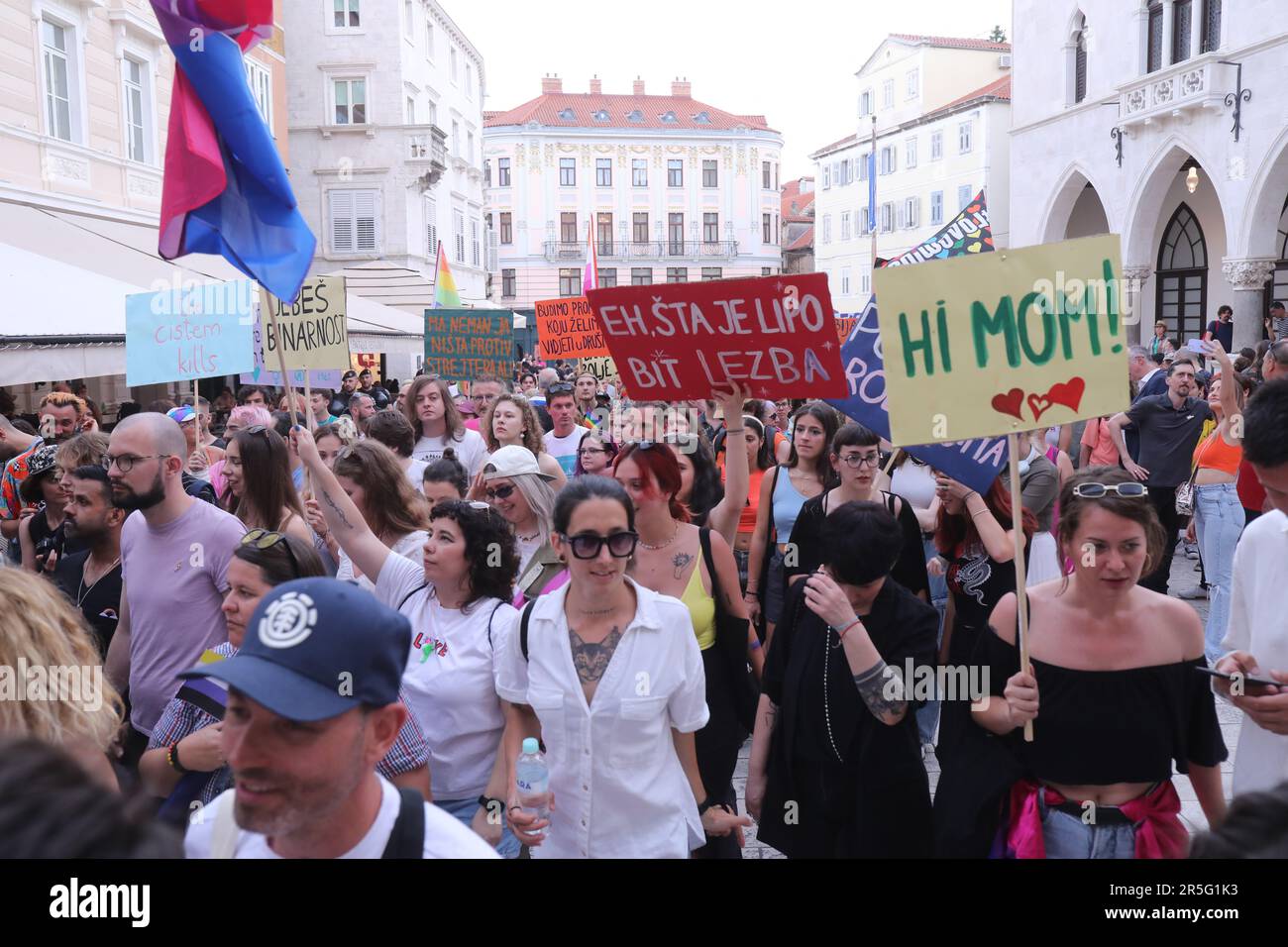 Split, Kroatien. 03. Juni 2023. Die LGBTIQ Pride Parade findet am 03 in Split, Kroatien, statt. Juli 2023. Foto: Ivo Cagalj/PIXSELL Credit: Pixsell/Alamy Live News Stockfoto