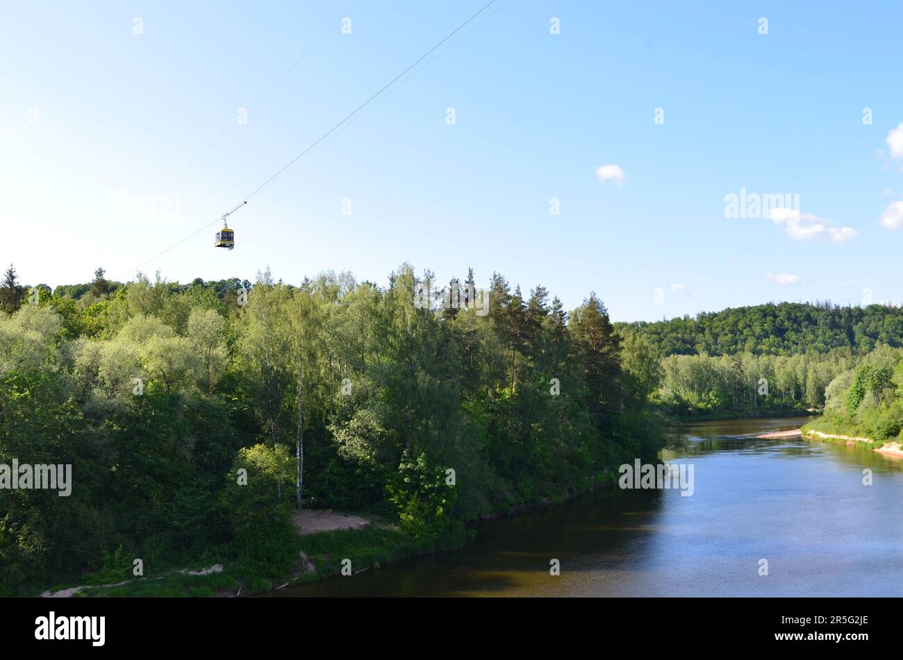 Straßenbahn über den gauja, Sigulda, Lettland. Stockfoto