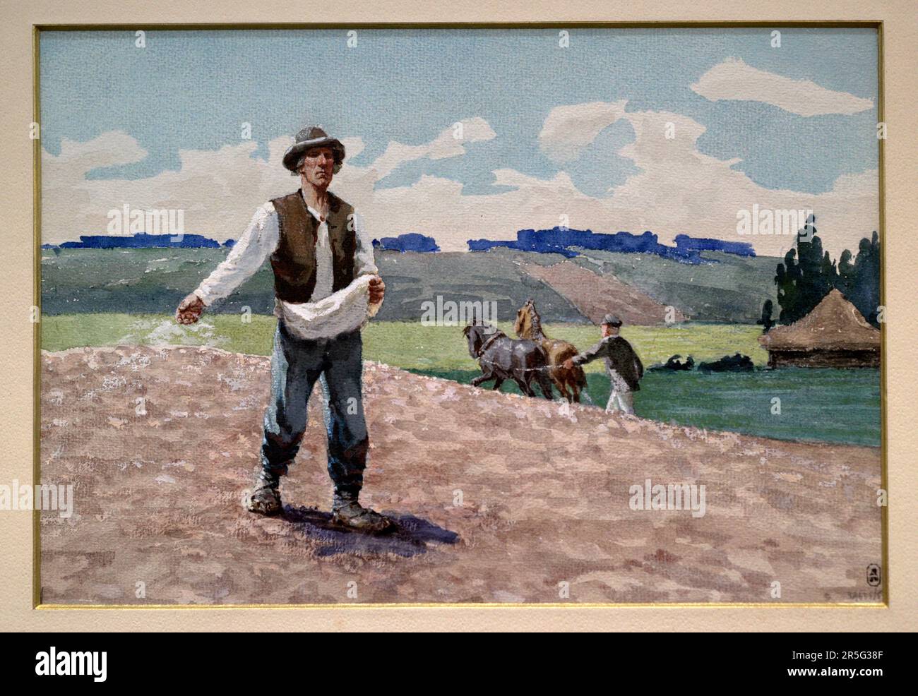 Adams Alksnis (1864-1897). Lettischer Maler. Die Sower. Aus dem Album „Scenes from Letvian Life“, 1896. Aquarell und Gouache auf Papier (21,5 x 33 cm). Lettisches Nationalmuseum für Kunst. Riga, Lettland. Stockfoto