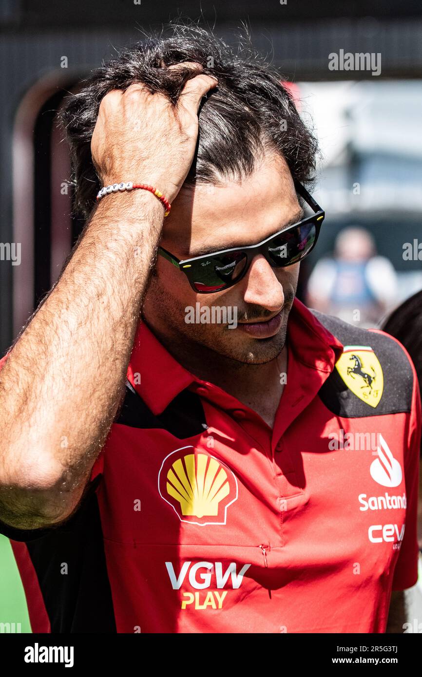 Montmelo, Barcelona, Spanien. 02. Juni 2023; #55, Carlos SAINZ Jr., ESP, Team Scuderia Ferrari, SF-23, während der FIA-Weltmeisterschaft F1. Formel 1 Grand Prix von Spanien, Circuit de Catalunya in der Nähe von Montmelo - Bild mit gebührenpflichtiger Haftung - Foto: © Cristiano BARNI / ATP Bilder (BARNI Cristiano / ATP / SPP) Stockfoto