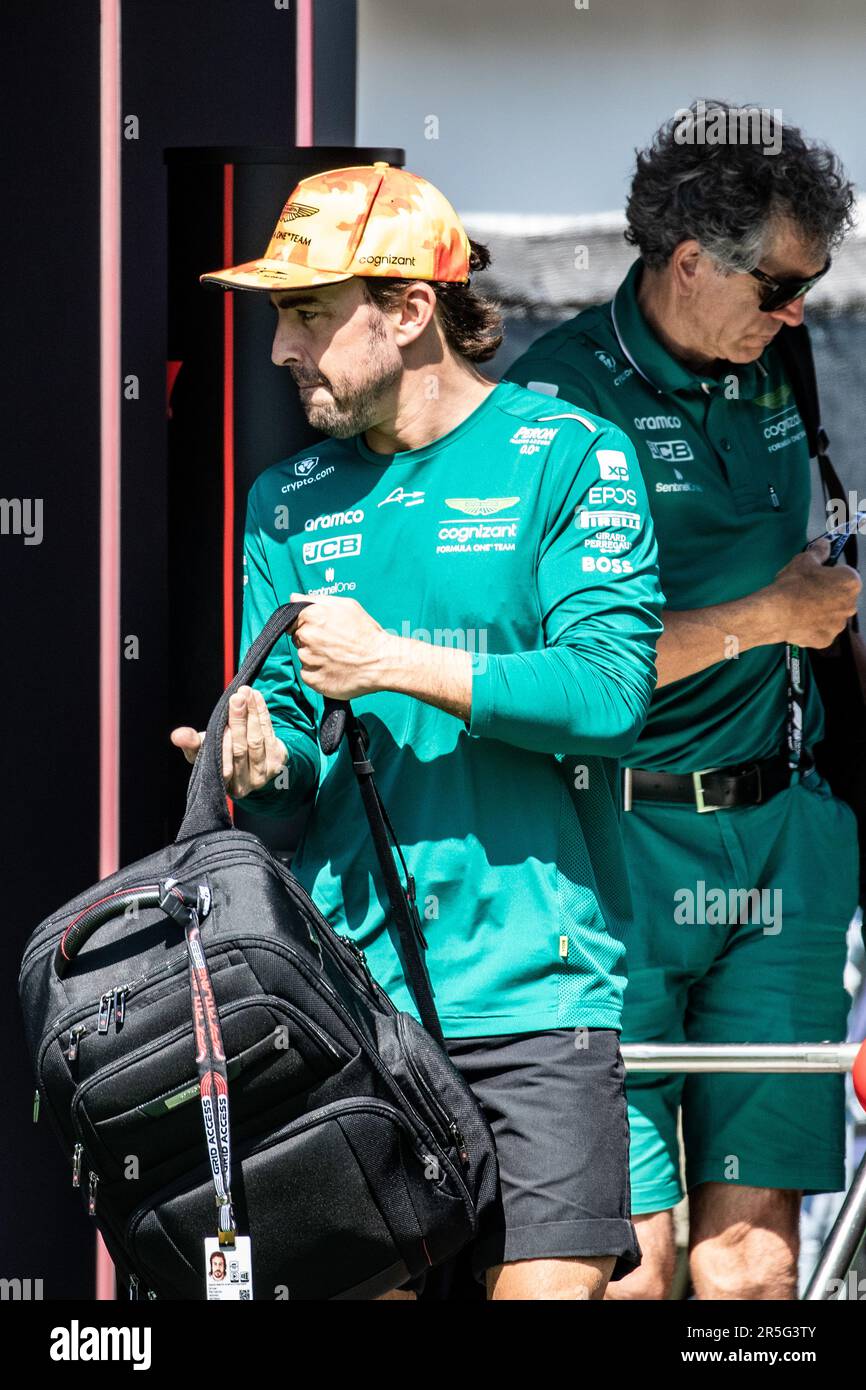 Montmelo, Barcelona, Spanien. 02. Juni 2023; #14, Fernando ALONSO, ESP, Aston Martin Formel 1 Team, Aston Martin AMR23 Mercedes während der FIA F1 Weltmeisterschaft. Formel 1 Grand Prix von Spanien, Circuit de Catalunya in der Nähe von Montmelo - Bild mit gebührenpflichtiger Haftung - Foto: © Cristiano BARNI / ATP Bilder (BARNI Cristiano / ATP / SPP) Stockfoto