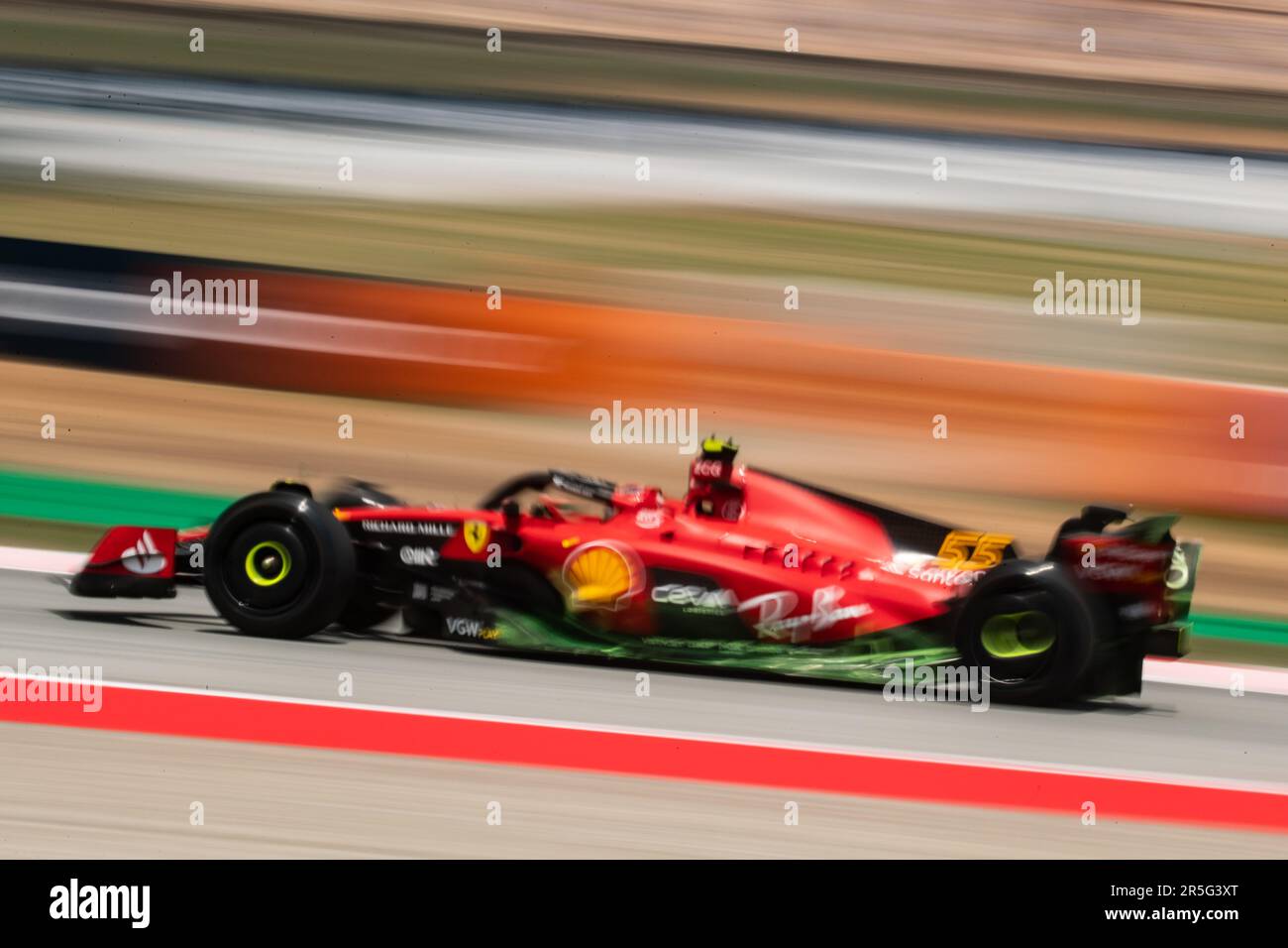 Montmelo, Barcelona, Spanien. 02. Juni 2023; #55, Carlos SAINZ Jr., ESP, Team Scuderia Ferrari, SF-23, während der FIA-Weltmeisterschaft F1. Formel 1 Grand Prix von Spanien, Circuit de Catalunya in der Nähe von Montmelo - Bild mit gebührenpflichtiger Haftung - Foto: © Cristiano BARNI / ATP Bilder (BARNI Cristiano / ATP / SPP) Stockfoto