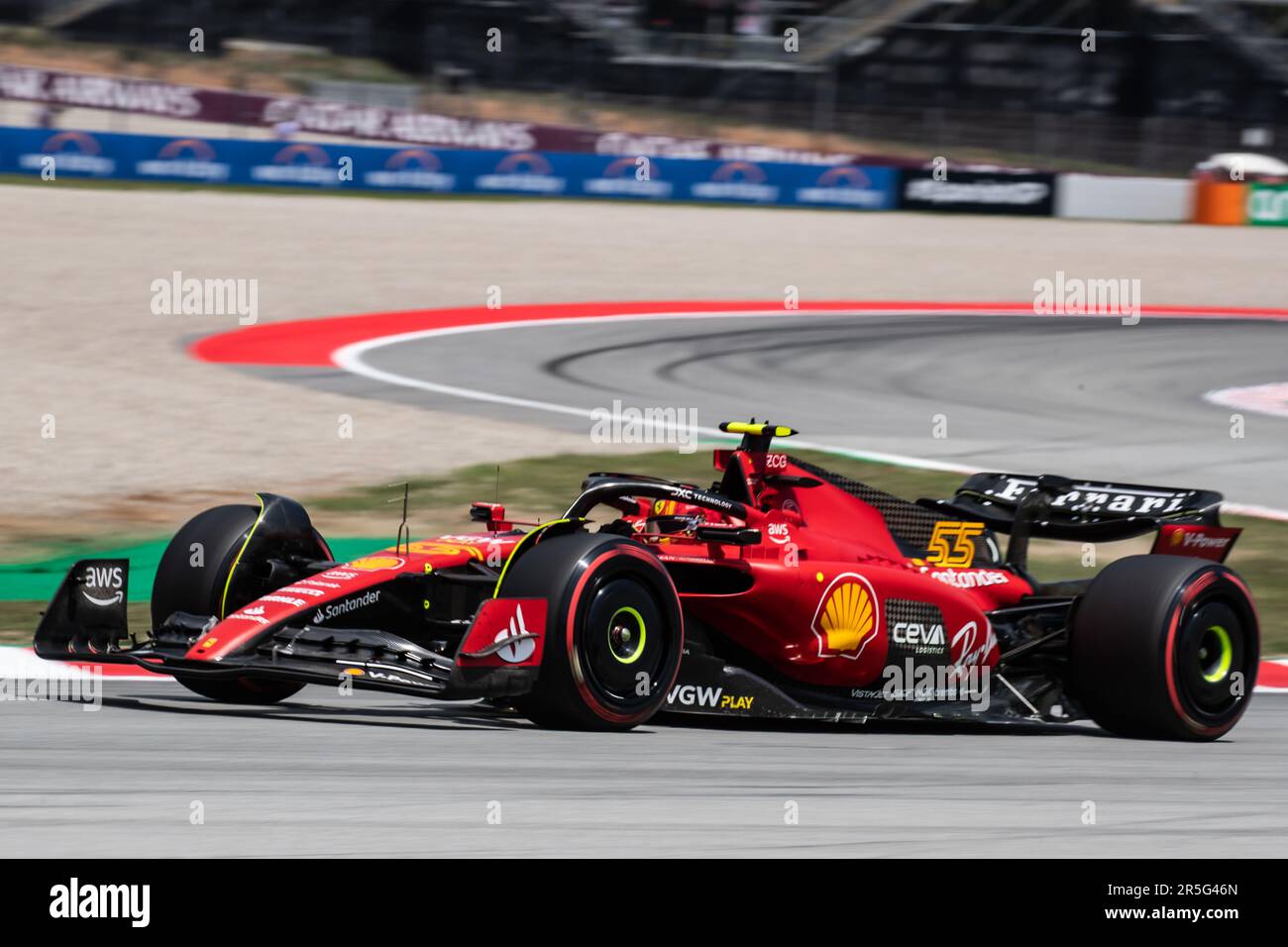 Barcelona, Spanien. 02. Juni 2023. Montmelo, Barcelona, Spanien. 02. Juni 2023; #55, Carlos SAINZ Jr., ESP, Team Scuderia Ferrari, SF-23, während der FIA-Weltmeisterschaft F1. Formel 1 Grand Prix von Spanien, Circuit de Catalunya in der Nähe von Montmelo - Bild mit gebührenpflichtiger Haftung - Foto: © Cristiano BARNI/ATP Images (BARNI Cristiano/ATP/SPP) Guthaben: SPP Sport Press Photo. Alamy Live News Stockfoto