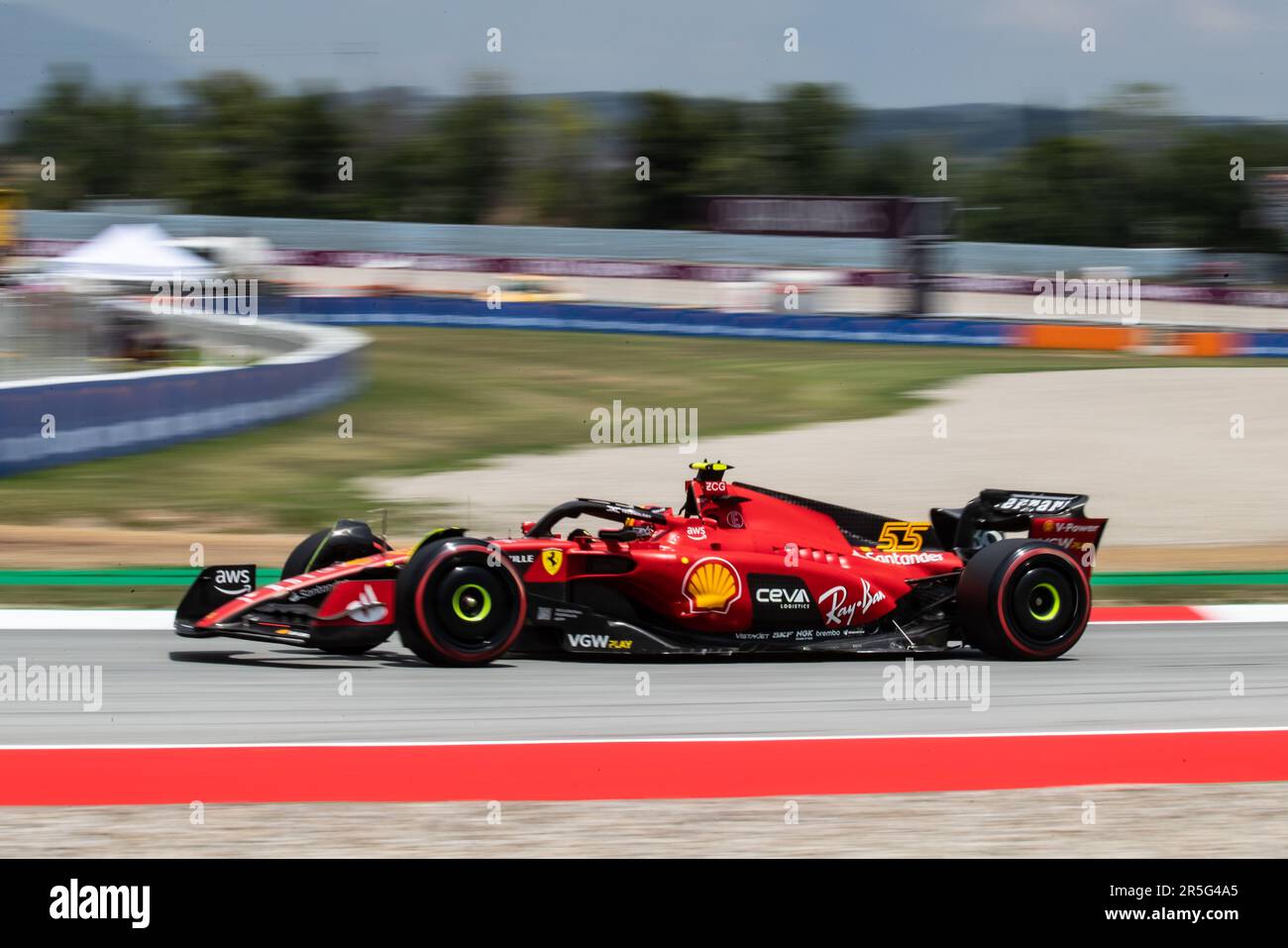 Barcelona, Spanien. 02. Juni 2023. Montmelo, Barcelona, Spanien. 02. Juni 2023; #55, Carlos SAINZ Jr., ESP, Team Scuderia Ferrari, SF-23, während der FIA-Weltmeisterschaft F1. Formel 1 Grand Prix von Spanien, Circuit de Catalunya in der Nähe von Montmelo - Bild mit gebührenpflichtiger Haftung - Foto: © Cristiano BARNI/ATP Images (BARNI Cristiano/ATP/SPP) Guthaben: SPP Sport Press Photo. Alamy Live News Stockfoto