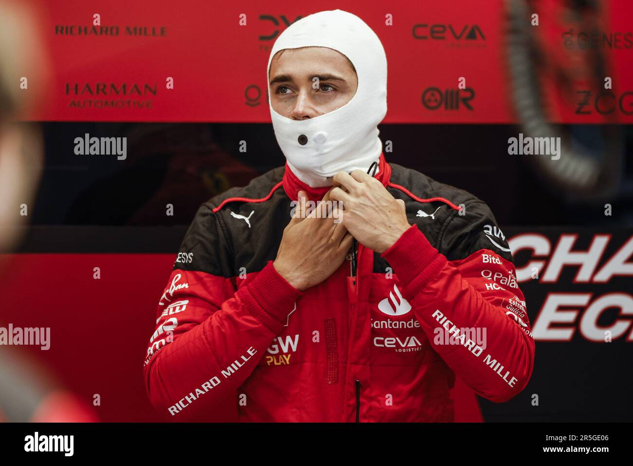 LECLERC Charles (mco), Scuderia Ferrari SF-23, Porträt während der Formel 1 AWS Gran Premio de Espana 2023, 7. Runde der Formel-1-Weltmeisterschaft 2023 vom 2. Bis 4. Juni 2023 auf dem Circuit de Barcelona-Catalunya in Montmelo, Spanien - Foto: Dppi/DPPI/LiveMedia Stockfoto