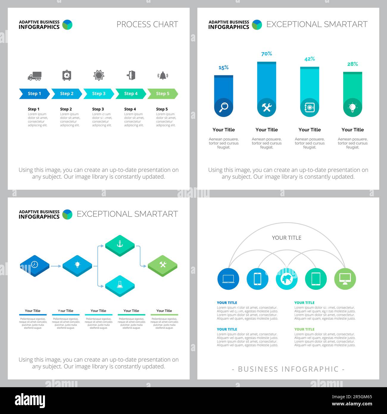 Foliendesign-Set mit Infografiken für Unternehmen Stock Vektor